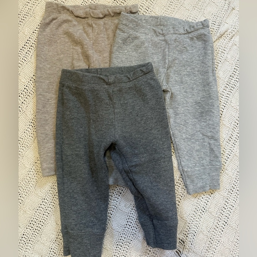 Simple Knit Leggings Trio in Charcoal, Light Gray & Tan